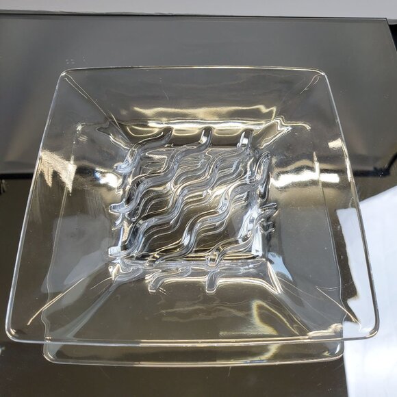 Bleikristall of Germany Plate Square 24% Leaded Crystal Waves Design 6"x6" - Picture 3 of 8